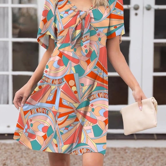 Colorful Geometric Print Dress - Picture 3 of 6